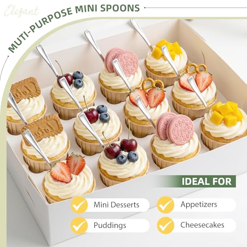 120PCS Silver Plastic Mini Spoons Disposable 4 inch Tasting Spoon - color: Silver