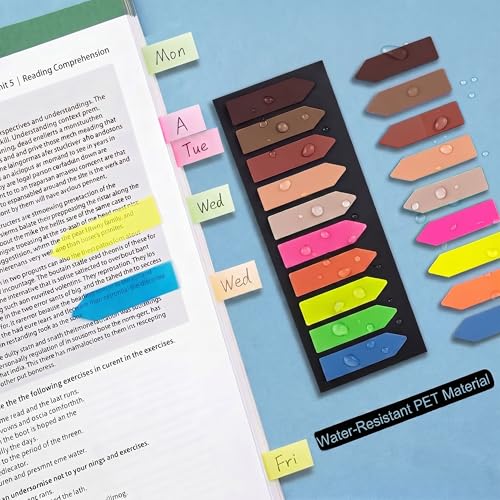 Ericter Arrow Sticky Tabs 1200 PCS, Book Annotation Tabs Writable, Translucent Sticky Notes, Page Flags & Sticky Bookmarks, Repositionable Arrow Flags Tabs for Books, Study, Office Supplies - color: Neutral Tone, size: 1200