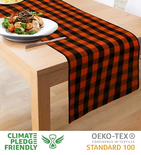 Urban Villa Table Runner Cotton Heavier Quality 14x72 Halloween Checks - color: Halloween Checks, size: 14" x 72"