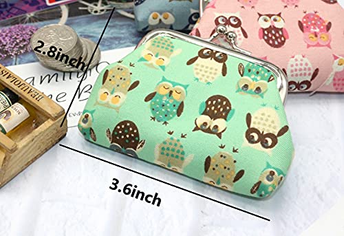 Lovely Owls Pattern Coin Purse- Mini Owl Design Clasp Pouch Wallet Key Bags Money Bag, Perfect Present for Girls Purses Women Wallets Buckle Party Favors - color: green