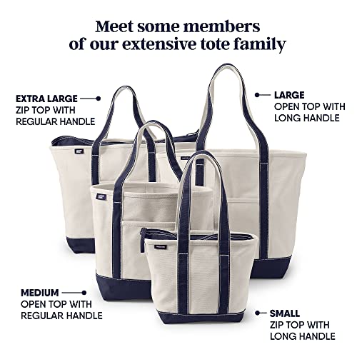 Lands' End Open Top Canvas Tote Bag Medium Regular Handle Natural/Brown Root