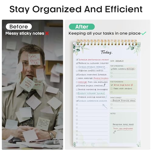 Taja To Do List Notepad, Undated Daily Planner for Work and Goal Setting - color: d-Nature, size: 6 Pack