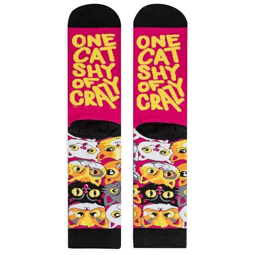 Lavley Women's Funny Socks Cute Novelty Gift for Women & Teens - color: One Cat Shy of Crazy