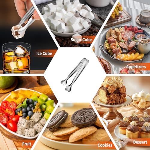 Mini Serving Tongs, Anytrp 18-Packs Stainless Steel Sugar Tongs, 4.3inch Ice Tongs Kitchen Appetizers Tongs for Coffee Bar, Tea Party, Desserts Party, Sugar and Ice Bucket - color: Silver-18pcs, size: 4.3inch