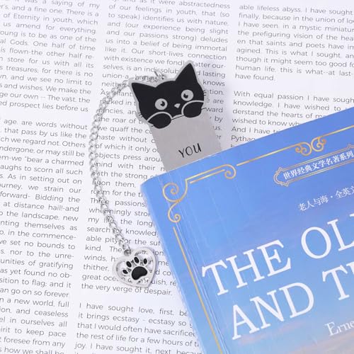 Cat Bookmark, Zinc Alloy Kitten Pet Book Marker for Women - style: Black Cat