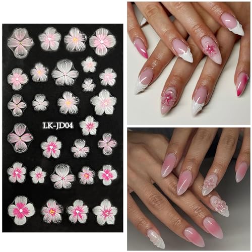 Flower Nail Stickers for Nail Art Blush Nail Decals for Women - color: Colorful-14