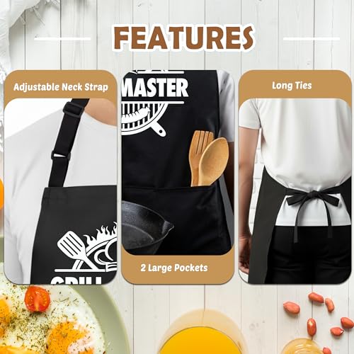 Grill Master Funny Aprons for Men with 2 Pockets, Cooking Apron for Dad, Gag Gifts for Men, Adjustable BBQ Grilling Apron for Husband, Chef Kitchen Gifts for Birthday & Father’s Day - A12 - color: Grill Master 1