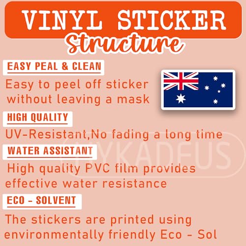 (3Pcs) Australian Flag Stickers – Australia Sticker Decals, 3" x 1.7" - color: Australia