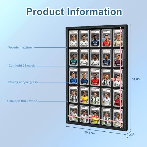 Sports Anime Game Card wall Greded Display Case Holds 25Card - 3P - size: 25-Card-1Pack-Graded