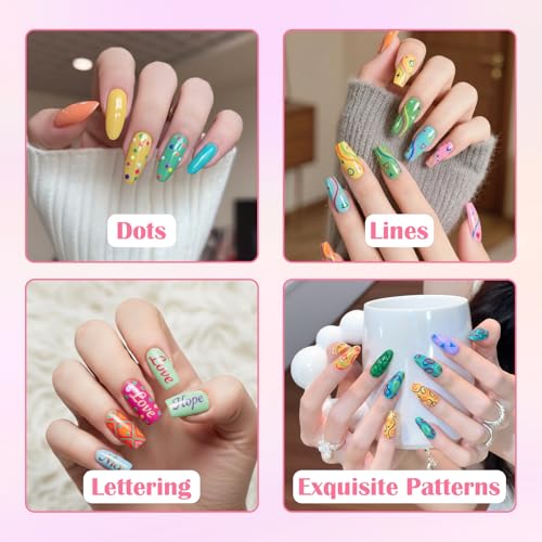 Betem Nail Art Pens Set, Fine Tip 12 Colors Nails Art Markers Non-Toxic, Quick-drying Nail Polish Pens, Acrylic Nail Kit for Home & Salon DIY, Easy French Manicure Tool, Gifts for Mom, Friends
