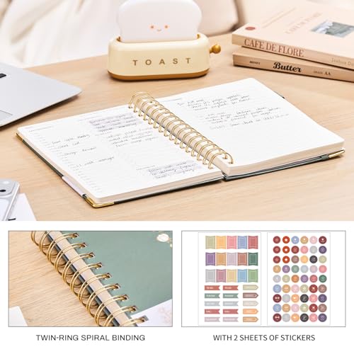 Ovesmusl Undated Daily Planner - 126 Days Hourly Schedule & To Do List - A5 Hardcover Spiral Notebook planner with stickers, Metal Corner Protectors & Back Pocket for Work & School, Bouquet - style: Bouquet