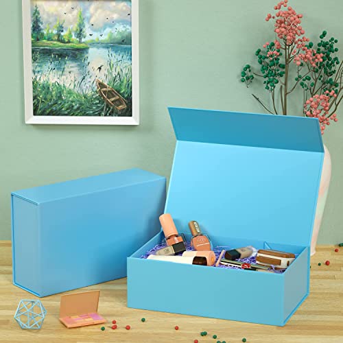 RYDDOY Blue Gift Box, 13.8x9.5x4.3'' Large Gift Boxes with Lids - color: Blue, size: 13.8 x 9.5 x 4.3 Inch