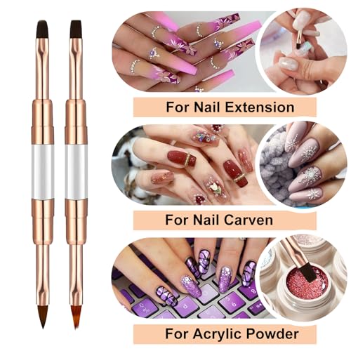 MUIIGOOD Double-Ended Acrylic Nail Art Liner Brushes, 6Pcs Gel Polish Nail Art Design Pen Painting Tools Set For Nails, Dotting Drawing Tool Polygel Brush for Long Lines, Thin Details, Fine Drawing - color: White