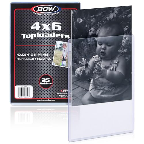 BCW 4x6 Photo & Postcard Topload Holders – 25 Pack | Blue-Tinted 4x6 Toploader Protectors for Photos, Prints & Postcards | Rigid Plastic Toploaders for Display & Storage - size: 25 Pack
