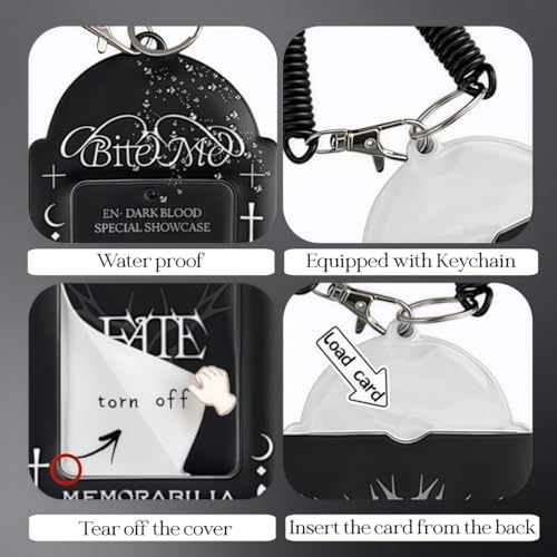 Kpop Photocard Holder Keychain Black Personalized K pop Photo Card Holder ID Badge Holder for Girl Photocard Sleeves Kpop Merch (Bite me（Style B）) - style: Bite me（Style B）