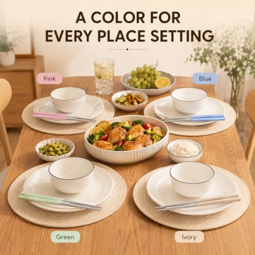 304 Stainless Steel Chopsticks, 4 Pairs, Multicolor, Non-Slip