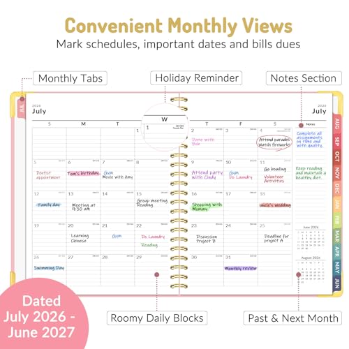 Forvencer Academic Planner 2026-2027, Calendar Jul 2026-Jun 2027, 8.5"x11" - color: Floral Style, size: 8.5"x11" (Jul 2026 - Jun 2027)