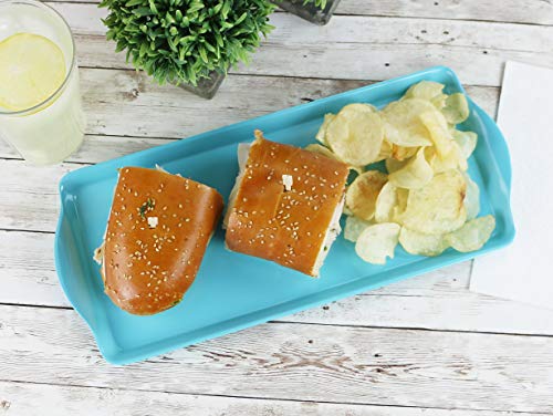 Reston Lloyd Melamine Plastic Tidbit Tray, BPA-Free, Food Safe, Multipurpose Platter Serving Tray, Bathroom/Table Organizer, Turquoise - color: Turquoise, size: 14.7" x 6.5" x 0.8"