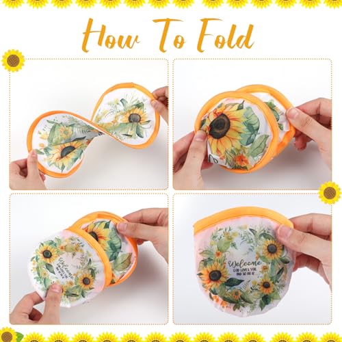 Gejoy 24 Pcs Christian Church Sunflower Fly Disc Hand Fan Foldable 8 Style - color: Sunflower