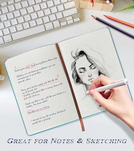 Biuwory Dotted Journal Notebook, 140 Dot Grid Pages, Medium 5.7"×8.3" - color: Blue, size: Dotted-140 Pages (5.7"×8.3")