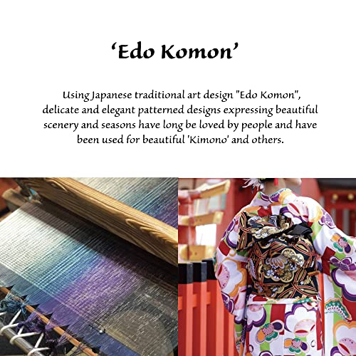Coin Purse [ Made in Japan ] Traditional Edo Komon Design Small Change Pouch Cherry blossom (Black)