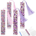 4Pcs Colorful Sequined Bookmarks with Tassel, Resin Bookmarks