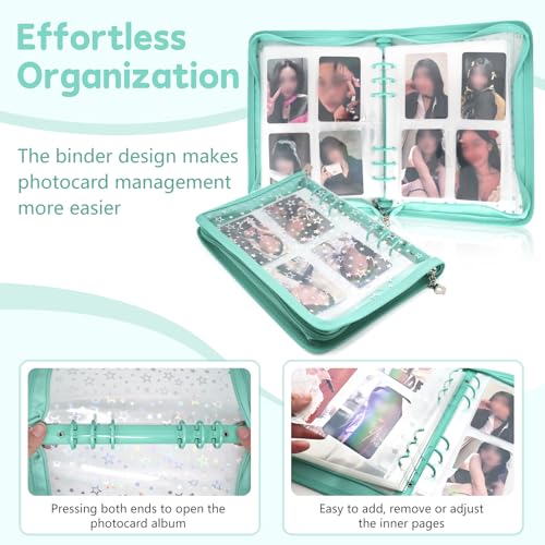 A5 Photocard Binder Holder Photo Card Storage Book 320 Pockets, Cyan - color: Cyan