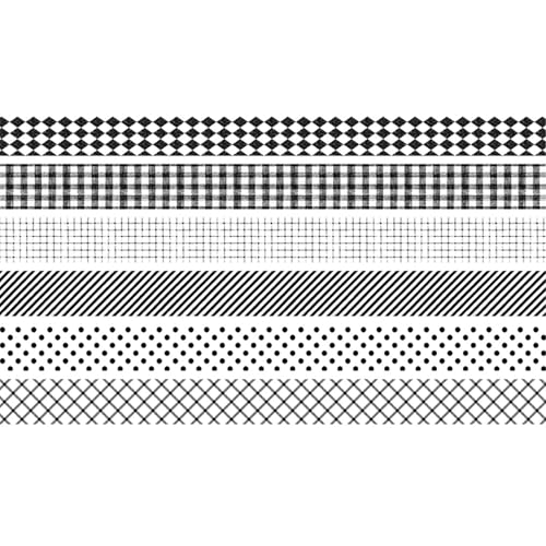 YUBBAEX 6 Rolls Plaid Washi Tape Set, Grid Pattern Masking Tape Classic Checkered Design Decorative for DIY Crafts, Bullet Journal Supplies, Planners, Scrapbook, Card/Gift Wrapping (Black) - color: Black