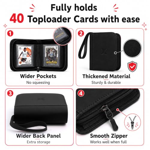 Mini 1 Pocket Top Loader Binder, Upgraded Widened Pages & Spine - color: Black, size: 1