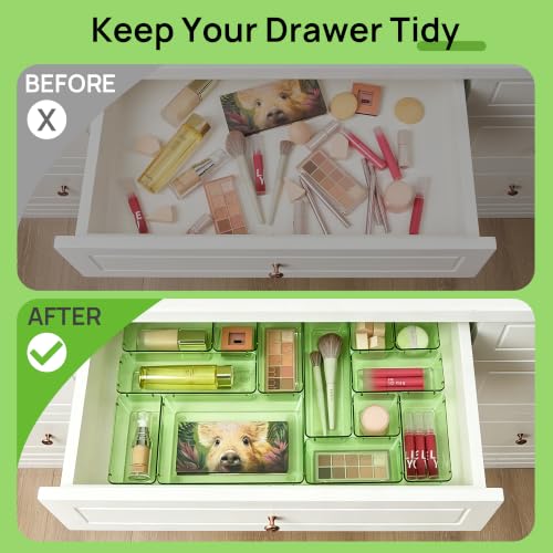 Vtopmart 25 Pack Plastic Drawer Organizers with Anti-slip Rubber Pads - color: Clear Green