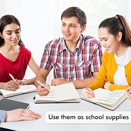 feela 5 Pack Journal Notebook Bulk for School, Hardcover Business Notebooks Classic Ruled Lined Journals with Pen Holder for Work Note Taking, with 5 Black Pens, 120 GSM, 5.1”x8.3”, A5, Gray - color: 5 Pack gray