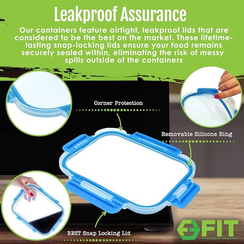 Glass Meal Prep Containers 3 Compartment, 3 Pack 32 oz Leakproof Lids Blue - color: Blue (3 compartment - 3 Pack, 32 oz)