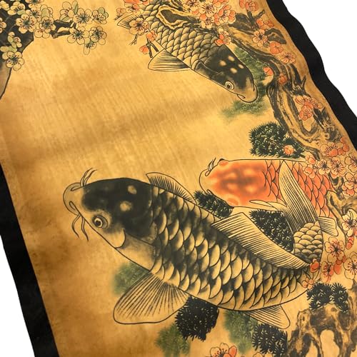 Wall Art Poster Prints Painting Scroll Decor Winter Plum Blossom Koi Fish - color: D4