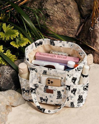 Miss Adola Large Aesthetic Corduroy Tote Bag for Women - color: Cat, size: Medium
