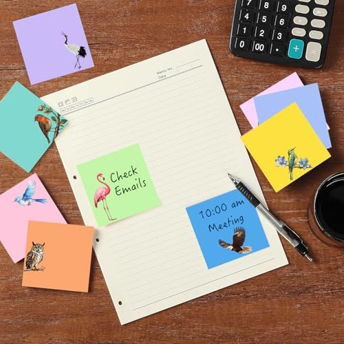 9 Pads Cute Sticky Notes Set, 3" x 3" Bird Self Stick Notepads, Funny Sticky Notes Set, Bird Stationery, Kawaii Adhesive Memo Pads, Office Decor Desk Accessories, School Supplies, Bird Lover Gifts - color: 9 Colors Birds