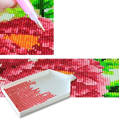 24Pcs Plastic Bead Sorting Trays Diamond Rhinestone Plate Tray Diamond Sorting Trays Cross Stitch Nail Art Dotting Tool for DIY Art Craft, 3.8 x2.1 inch (White)