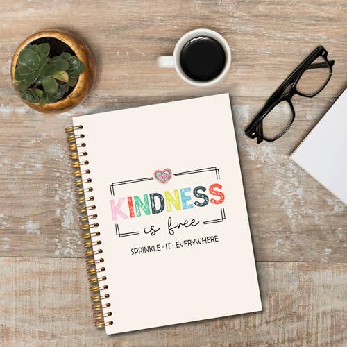 JINYO Inspirational Kindness Quote Notebook, Kindness Gifts, Kindness Is Free Sprinkle It Everywhere Motivational Notebooks for Women Men, Positive Affirmations Journal, Spiral Notebook 5.5x8.3 Inch - color: white Kindness Notebook