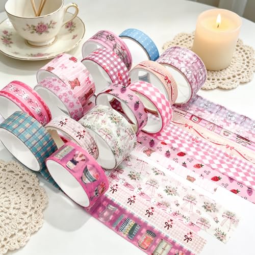 Bomichi Washi Tape Set - 42 Rolls Cute Pink Bow Decorative Scrapbook Tape - color: Pink bow