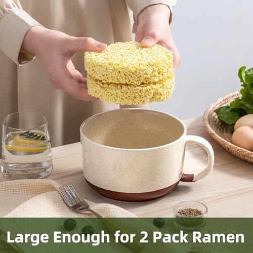 Jumbo Ceramic Soup Bowl with Lid, Microwave Safe - Cream - color: Cream, size: Set of 1