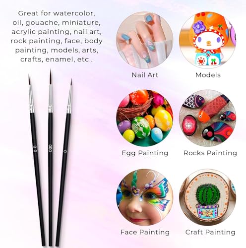 60 Pcs Tiny Detail Paint Brushes Set, Micro Small Paint Brush with 3 Sizes, Mini Miniature Thin Fine Tip Liner Paintbrushes for Nail Art Watercolor Crafts Oil Acrylic Painting Models Detailing Sculpt