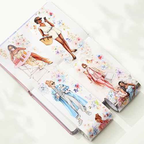WT Wide PET Tape, Perfect for Scrapbooks, Junk Journals, Flower Girls Decorative Tape, Bloom & Vogue Tape, Transparent Clear Adhesive, Journal Scrapbook Bujo Planner DIY Craft Supplies(Single Roll) - color: WT Bloom & Vogue Wide PET Tape
