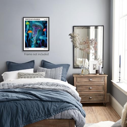 rumlud Colorful Ocean Jellyfish Wall Art Unique Japanese Animal Posters Yayoi Kusama Canvas Prints for Living Room Bedroom Wall Decor 08x10 inch Unframed - color: Trendy 4-Unframed, size: 10"L x 8"W