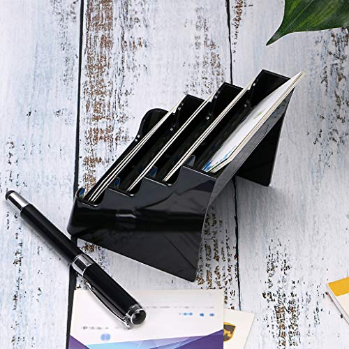 Hipiwe 2 Packs 4-Tier Acrylic Business Card Holder Desktop Index Card Stand - color: Black