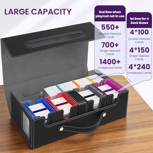 MTG Commander Deck Box with Playmat Holder, 6 In 1 MTG Deck Case - color: Multicolored, size: 6-IN-1 with Playmat Space