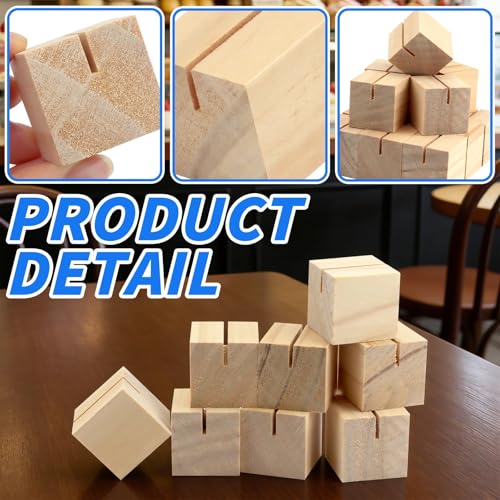 30Pcs 1.2x1.2 Inches Wood Table Number Stands, Wood Place Card Holders, Wooden Holders for Wedding, Ceremony, Birthday, Party, Home Decoration, Events (2mm Slots) - size: 30 Pcs- L 1.2"- Slots 2mm