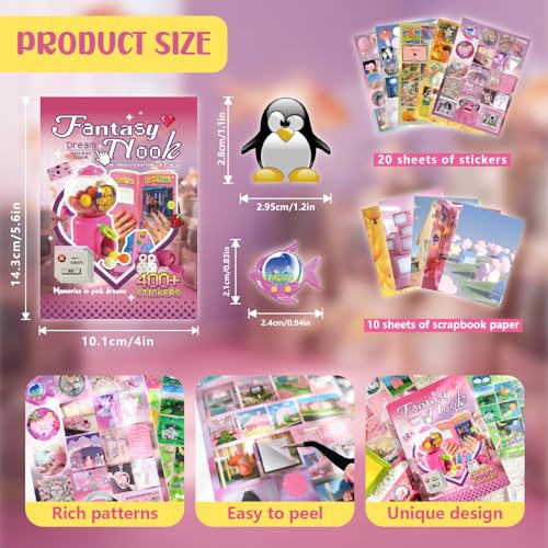 Cute Sticker Book, 30 Sheets 400+ Pcs Y2K Vintage Aesthetics Stickers - color: Red Y2k