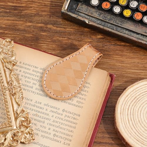 3PCS Vintage Magnetic Leather Bookmark, Leather Magnetic Bookmarks for Women, Magnetic PU Bookmarks Clip Book Accessories, Lattice Pattern - style: Lattice Pattern