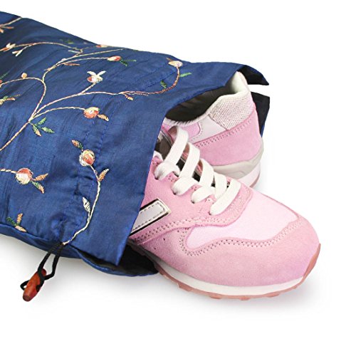 kilofly Embroidered Silk Jacquard Travel Bag, Lingerie & Shoes, Value Set of 2 - color: set2 C
