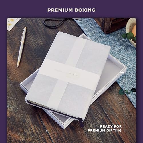 BEECHMORE BOOKS A5 5x8 Lined Leather Journal For Men, 120 GSM with Gift Box - color: Royal Plum, size: A5 - 5.8" x 8.3" Medium