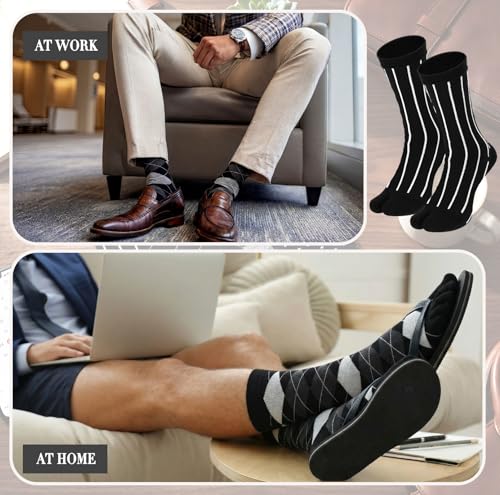 4 Pairs Tabi Socks for Men Split Toe Flip-flop Cotton Crew Socks - color: Black